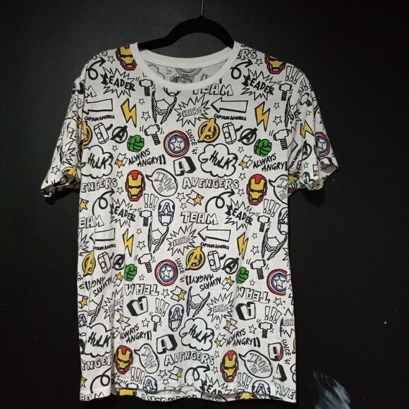 MARVEL Avengers Allover Doodle Graphic Tee Men’s - Picture 1 of 6
